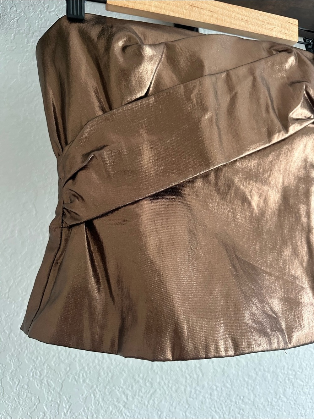 Zara Metallic Bronze Strapless Ruched Top Medium NWT - Picture 4 of 6